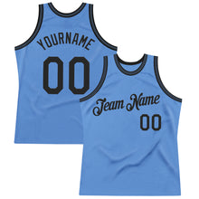 Load image into Gallery viewer, Custom Light Blue Black Authentic Throwback Basketball Jersey