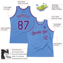Load image into Gallery viewer, Custom Light Blue Purple-Gray Authentic Throwback Basketball Jersey