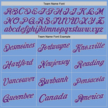 Load image into Gallery viewer, Custom Light Blue Purple-Gray Authentic Throwback Basketball Jersey