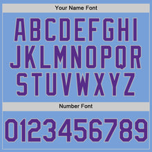 Load image into Gallery viewer, Custom Light Blue Purple-Gray Authentic Throwback Basketball Jersey