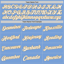 Load image into Gallery viewer, Custom Light Blue White-Old Gold Authentic Throwback Basketball Jersey