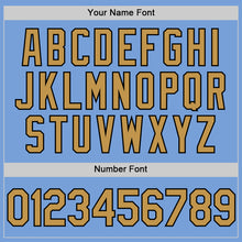 Load image into Gallery viewer, Custom Light Blue Old Gold-Black Authentic Throwback Basketball Jersey