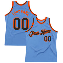 Load image into Gallery viewer, Custom Light Blue Black-Orange Authentic Throwback Basketball Jersey