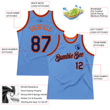 Load image into Gallery viewer, Custom Light Blue Navy-Orange Authentic Throwback Basketball Jersey