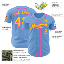 Load image into Gallery viewer, Custom Light Blue Yellow-Pink Authentic Baseball Jersey