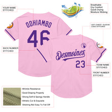 Load image into Gallery viewer, Custom Light Pink Purple Mesh Authentic Throwback Baseball Jersey
