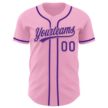 Load image into Gallery viewer, Custom Light Pink Purple Authentic Baseball Jersey