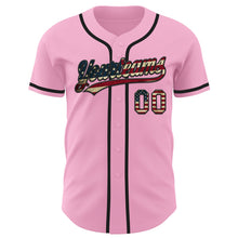Load image into Gallery viewer, Custom Light Pink Vintage USA Flag-Black Authentic Baseball Jersey