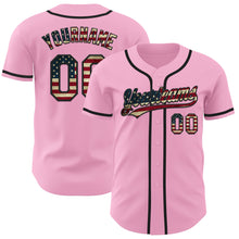 Load image into Gallery viewer, Custom Light Pink Vintage USA Flag-Black Authentic Baseball Jersey