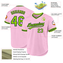 Load image into Gallery viewer, Custom Light Pink Neon Green-Navy Authentic Throwback Baseball Jersey