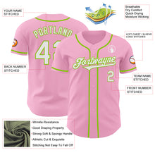 Load image into Gallery viewer, Custom Light Pink White-Neon Green Authentic Baseball Jersey