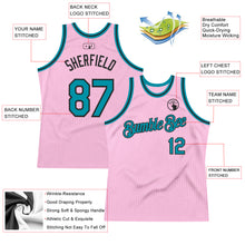 Load image into Gallery viewer, Custom Light Pink Teal-Black Authentic Throwback Basketball Jersey