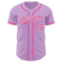 Load image into Gallery viewer, Custom Light Purple Pink-White Authentic Baseball Jersey