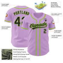 Load image into Gallery viewer, Custom Light Purple Black-Neon Green Authentic Baseball Jersey