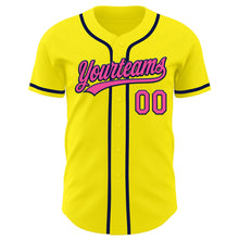 Load image into Gallery viewer, Custom Light Yellow Pink-Navy Authentic Baseball Jersey