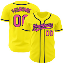 Load image into Gallery viewer, Custom Light Yellow Pink-Navy Authentic Baseball Jersey