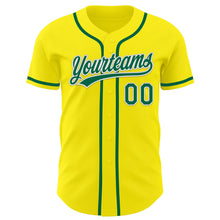 Load image into Gallery viewer, Custom Light Yellow Kelly Green-White Authentic Baseball Jersey