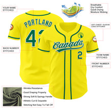Load image into Gallery viewer, Custom Light Yellow Kelly Green-White Authentic Baseball Jersey