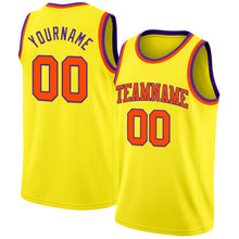 Load image into Gallery viewer, Custom Light Yellow Orange-Purple Authentic Basketball Jersey