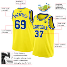 Load image into Gallery viewer, Custom Light Yellow Royal-White Authentic Basketball Jersey