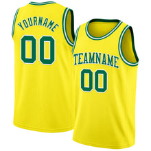 Load image into Gallery viewer, Custom Light Yellow Kelly Green-White Authentic Basketball Jersey