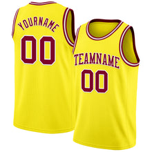 Load image into Gallery viewer, Custom Light Yellow Maroon-White Authentic Basketball Jersey