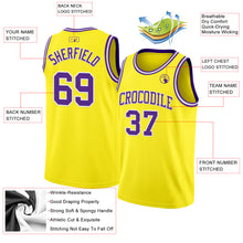 Load image into Gallery viewer, Custom Light Yellow Purple-White Authentic Basketball Jersey