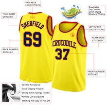 Load image into Gallery viewer, Custom Light Yellow Navy-Orange Authentic Basketball Jersey