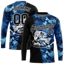 Load image into Gallery viewer, Custom Camo Black-White 3D Fish Fishing Long Sleeve Performance T-Shirt