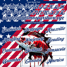 Load image into Gallery viewer, Custom US Navy Blue Red-White 3D American Flag And Bass Fish Fishing Long Sleeve Performance T-Shirt