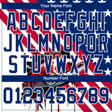 Load image into Gallery viewer, Custom US Navy Blue Red-White 3D American Flag And Bass Fish Fishing Long Sleeve Performance T-Shirt