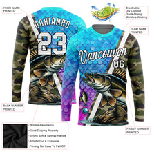 Load image into Gallery viewer, Custom Camo White-Black 3D Fish Fishing Long Sleeve Performance T-Shirt