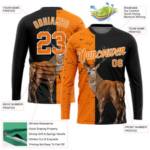 Load image into Gallery viewer, Custom Black Bay Orange-White 3D Animal Deer Hunting Sleeve Performance T-Shirt