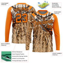 Load image into Gallery viewer, Custom Bay Orange Black 3D Animal Deer Hunting Tool Gun Long Sleeve Performance T-Shirt