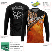 Load image into Gallery viewer, Custom Black White 3D Animal Shepherd Dog Hunting Tool Gun Long Sleeve Performance T-Shirt