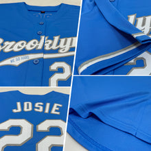 Load image into Gallery viewer, Custom Light Blue White-Gray Authentic Baseball Jersey