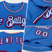 Load image into Gallery viewer, Custom Women's Light Blue White Royal-Red V-Neck Cropped Baseball Jersey