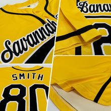 Load image into Gallery viewer, Custom Yellow Black-White Authentic Baseball Jersey