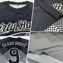 Load image into Gallery viewer, Custom Black Gray 3D Pattern Gradient Square Shapes Two-Button Unisex Softball Jersey