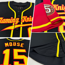 Load image into Gallery viewer, Custom Black Gold-Red Authentic Two Tone Baseball Jersey
