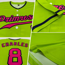Load image into Gallery viewer, Custom Neon Green Pink-Navy Authentic Baseball Jersey