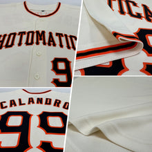 Load image into Gallery viewer, Custom Cream Black-Orange Authentic Baseball Jersey