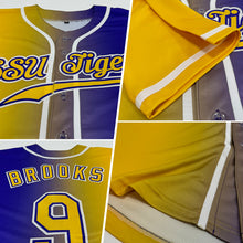Load image into Gallery viewer, Custom Purple Yellow-White Authentic Gradient Fashion Baseball Jersey