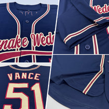 Load image into Gallery viewer, Custom Navy City Cream-Crimson Authentic Baseball Jersey