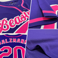 Load image into Gallery viewer, Custom Purple Pink-White Authentic Baseball Jersey