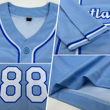 Load image into Gallery viewer, Custom Light Blue White-Royal Authentic Baseball Jersey