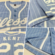 Load image into Gallery viewer, Custom Light Blue White Pinstripe White Authentic Baseball Jersey
