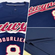 Load image into Gallery viewer, Custom Navy City Cream-Crimson Two-Button Unisex Softball Jersey
