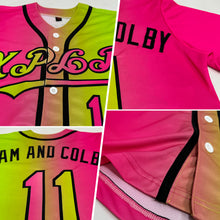 Load image into Gallery viewer, Custom Neon Green Pink-Black Authentic Gradient Fashion Baseball Jersey