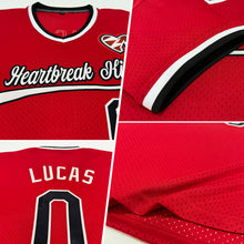 Load image into Gallery viewer, Custom Red Black-White Authentic Throwback Baseball Jersey